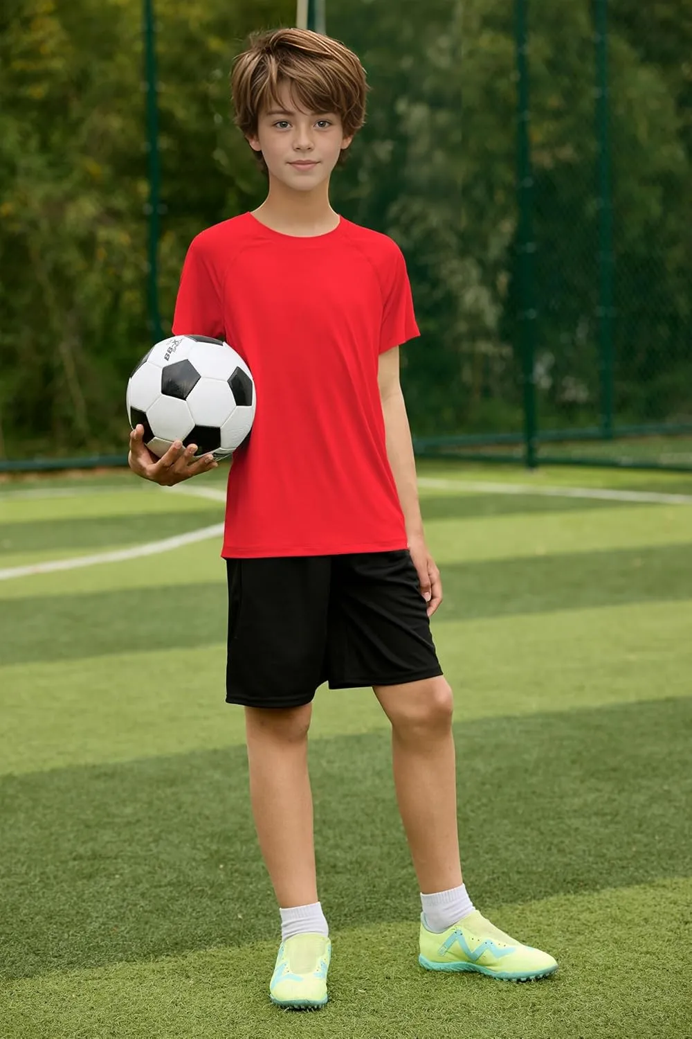 Boys UPF 50  Mesh Athletic Quick Dry T-Shirts Moisture Wicking Active Short Sleeve Mesh Shirts Tops for Boys