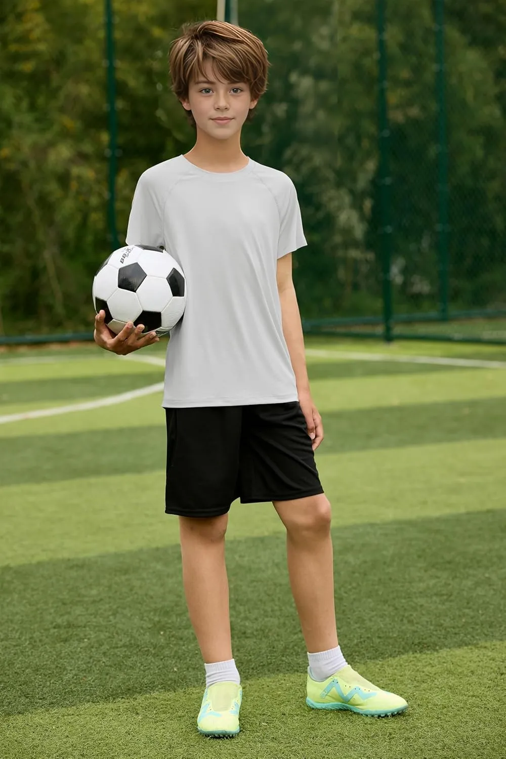 Boys UPF 50  Mesh Athletic Quick Dry T-Shirts Moisture Wicking Active Short Sleeve Mesh Shirts Tops for Boys