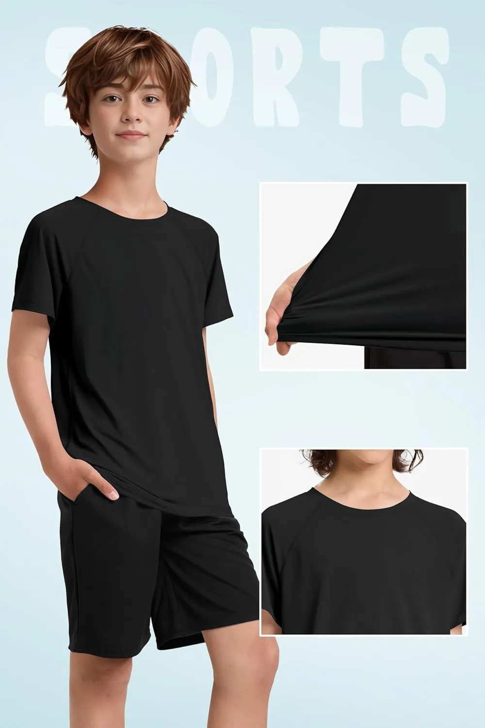 Boys UPF 50  Mesh Athletic Quick Dry T-Shirts Moisture Wicking Active Short Sleeve Mesh Shirts Tops for Boys