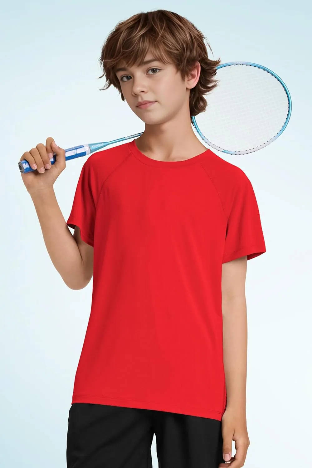 Boys UPF 50  Mesh Athletic Quick Dry T-Shirts Moisture Wicking Active Short Sleeve Mesh Shirts Tops for Boys