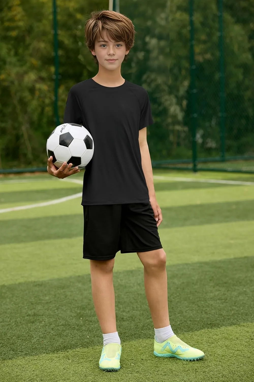 Boys UPF 50  Mesh Athletic Quick Dry T-Shirts Moisture Wicking Active Short Sleeve Mesh Shirts Tops for Boys