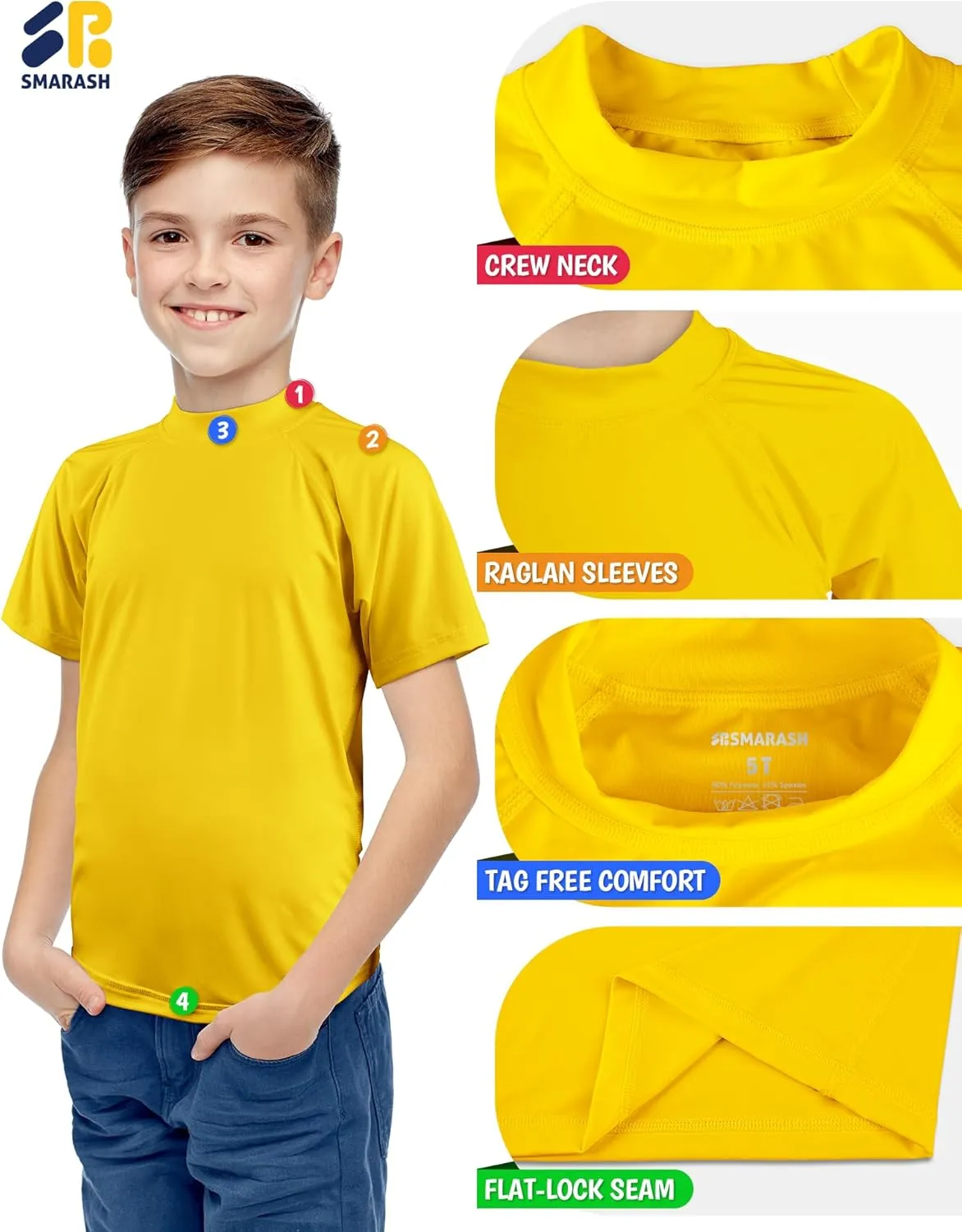 Boy's UPF 50  Rash Guard Swim Shirts Short Sleeve Sun Protection SPF Fishing Surfing Water Beach Shirts Quick Dry