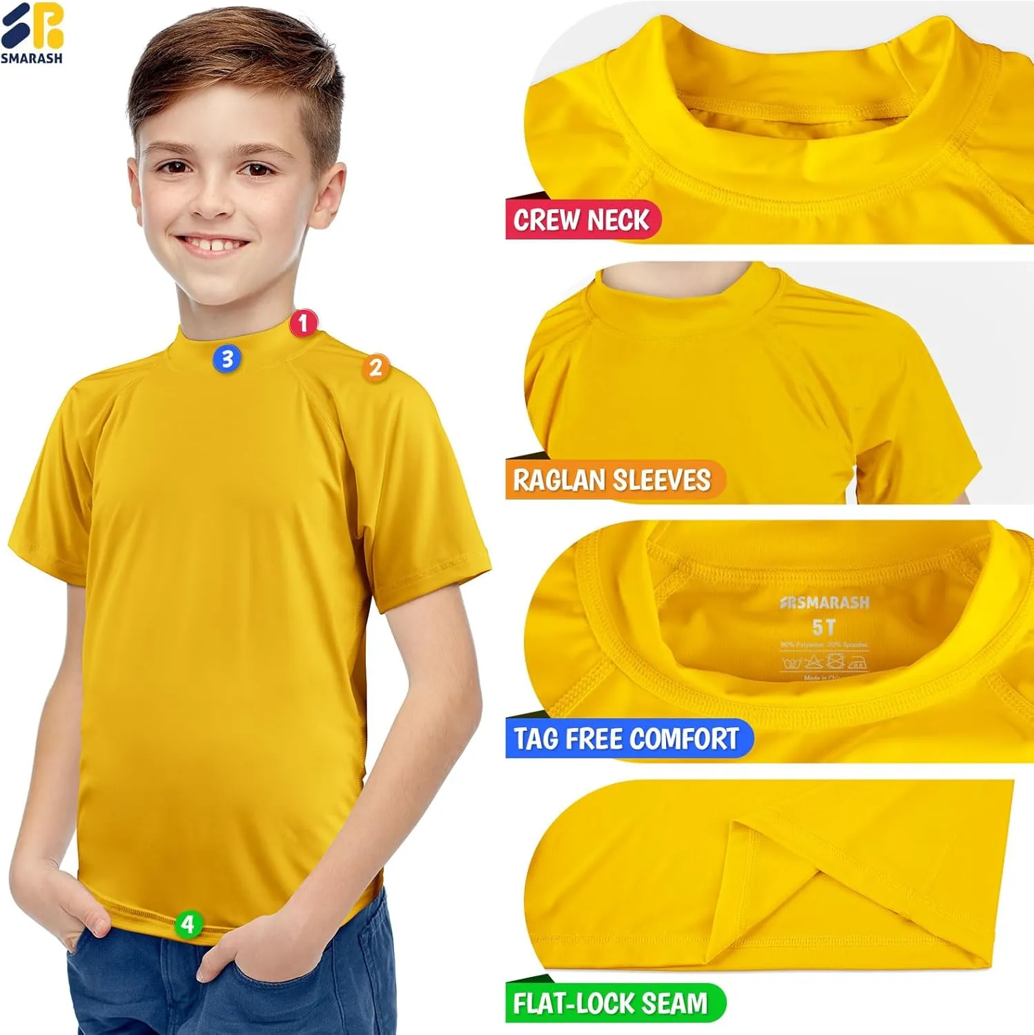 Boy's UPF 50  Rash Guard Swim Shirts Short Sleeve Sun Protection SPF Fishing Surfing Water Beach Shirts Quick Dry