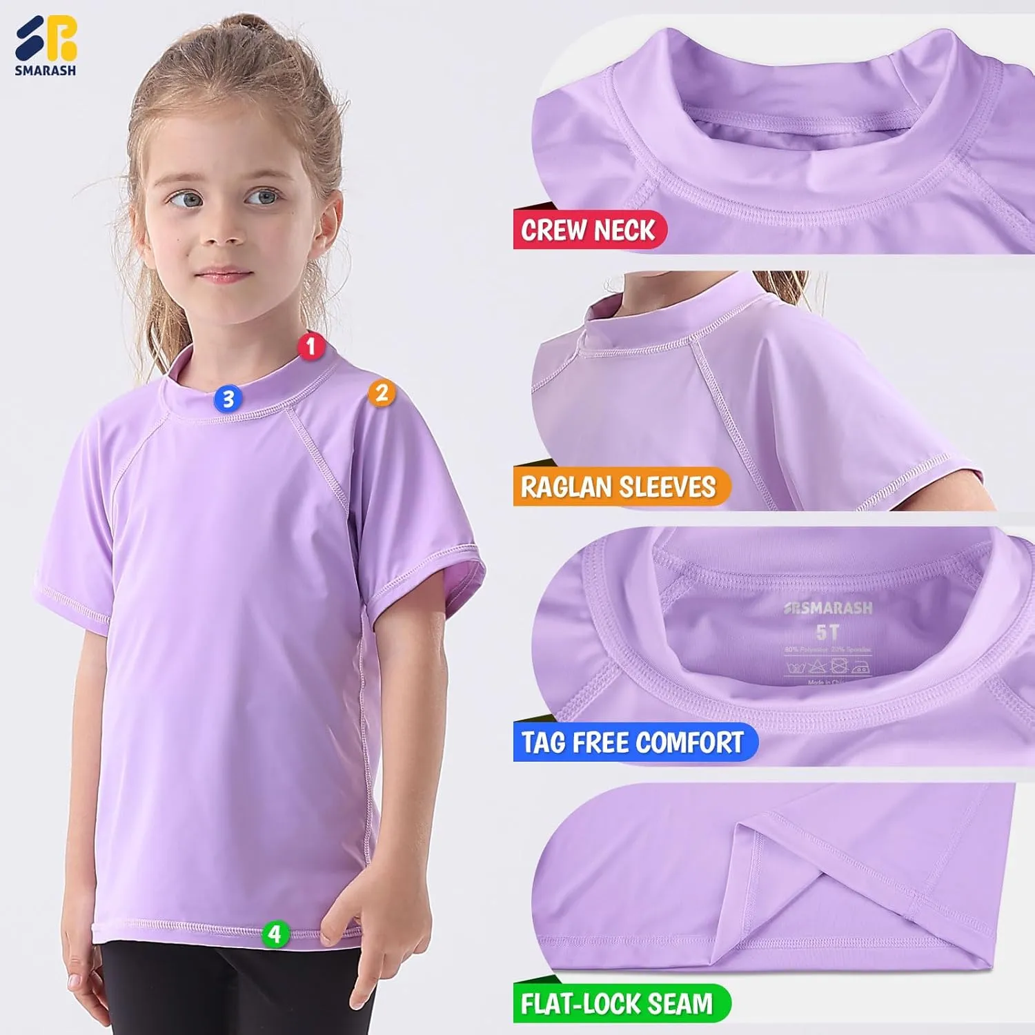 Boy's UPF 50  Rash Guard Swim Shirts Short Sleeve Sun Protection SPF Fishing Surfing Water Beach Shirts Quick Dry