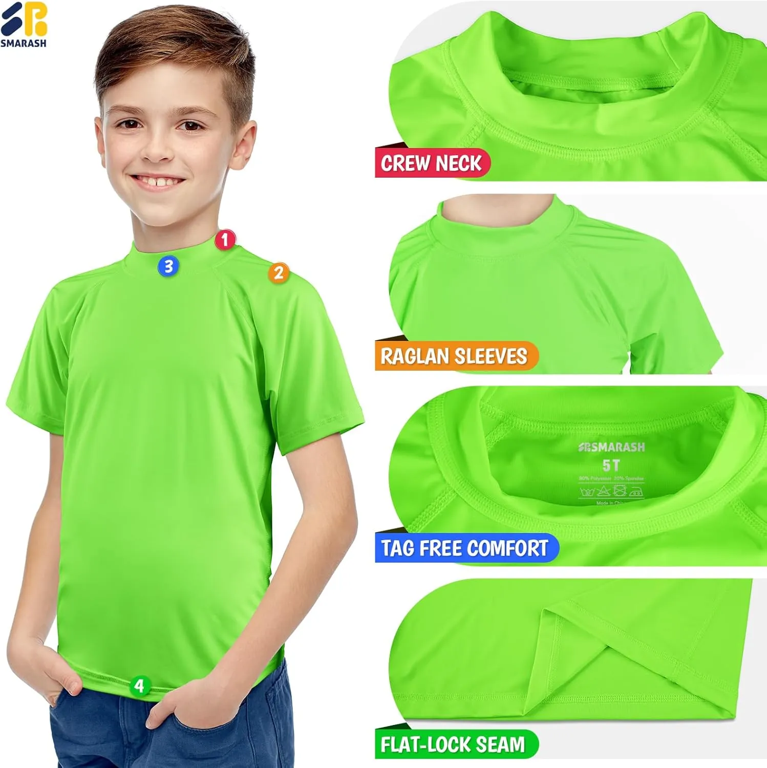 Boy's UPF 50  Rash Guard Swim Shirts Short Sleeve Sun Protection SPF Fishing Surfing Water Beach Shirts Quick Dry