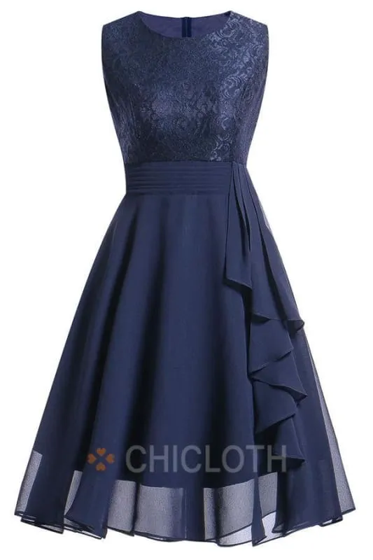Bridelily Crew Ribbon Lace Dresses