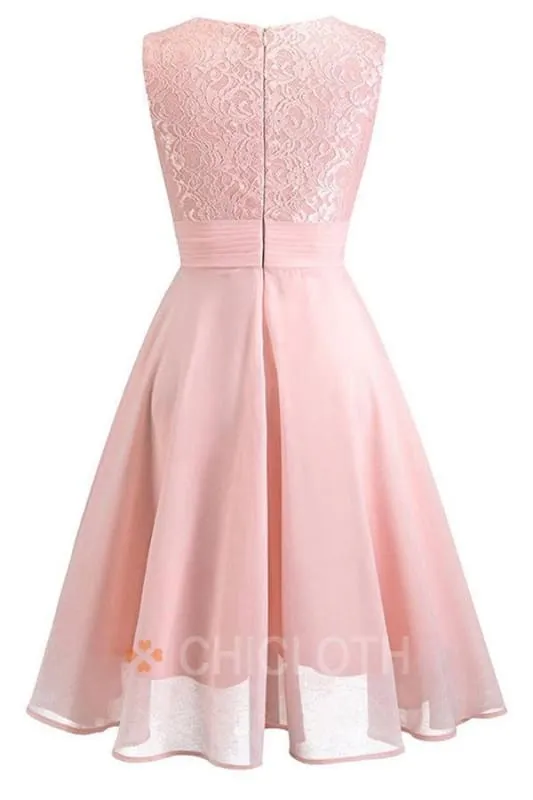 Bridelily Crew Ribbon Lace Dresses