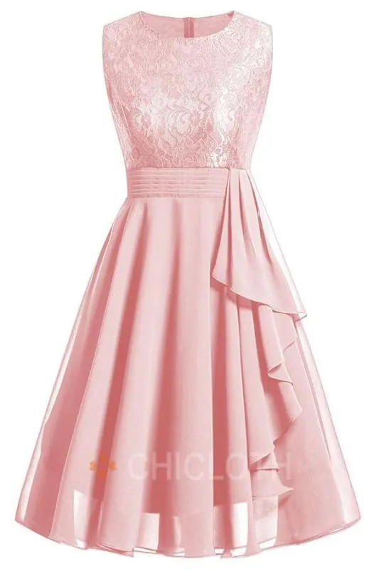 Bridelily Crew Ribbon Lace Dresses