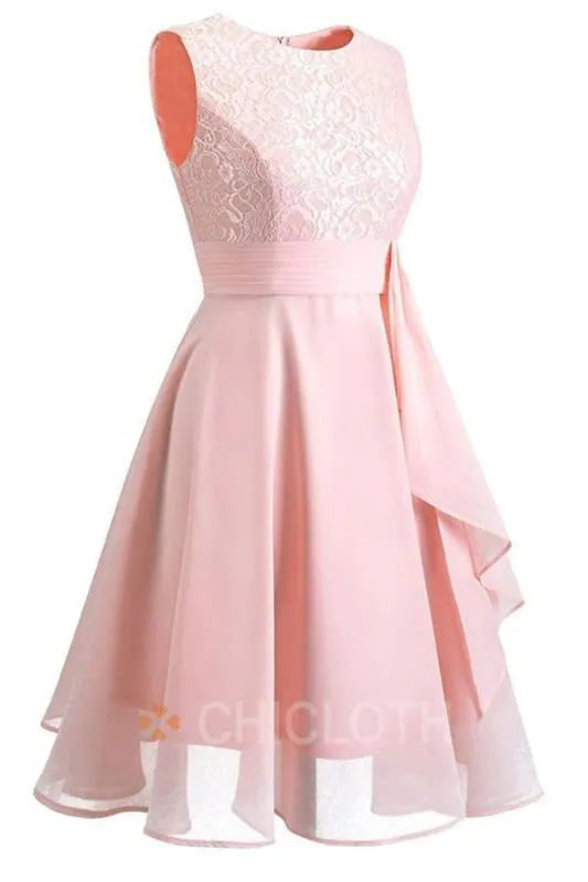 Bridelily Crew Ribbon Lace Dresses