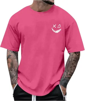 Casual Loose T Shirts for Men Summer Trendy Funny Print Short Sleeve Crewneck Pullover Lightweight Comfy Tees
