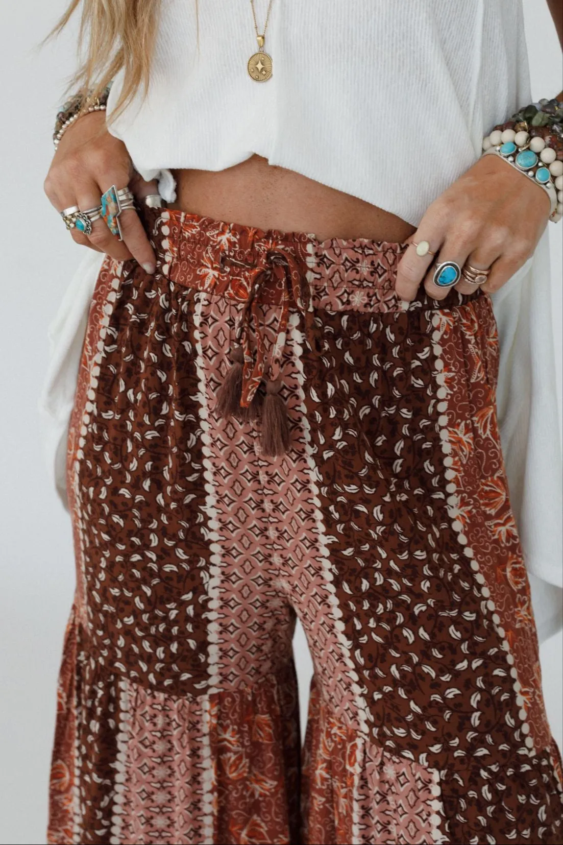 Chandler Tiered Wide Leg Pant - Brown