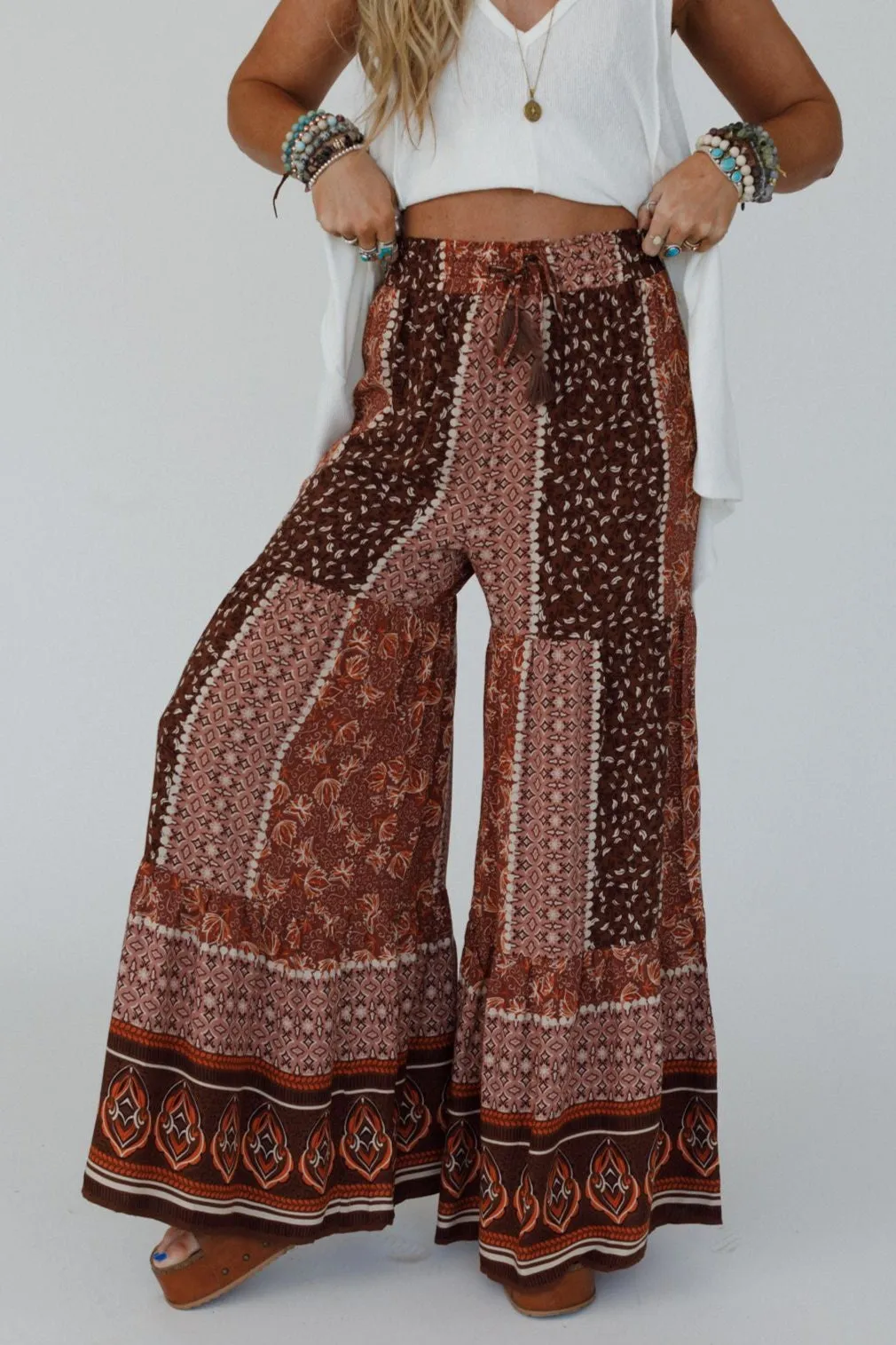 Chandler Tiered Wide Leg Pant - Brown