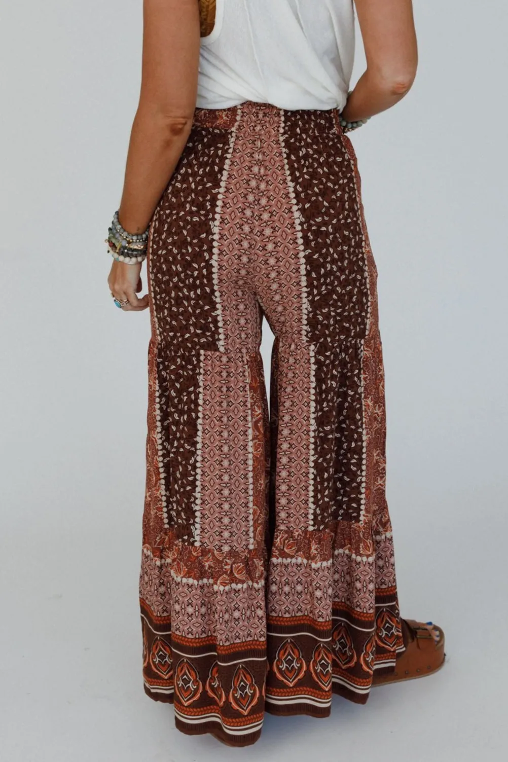 Chandler Tiered Wide Leg Pant - Brown