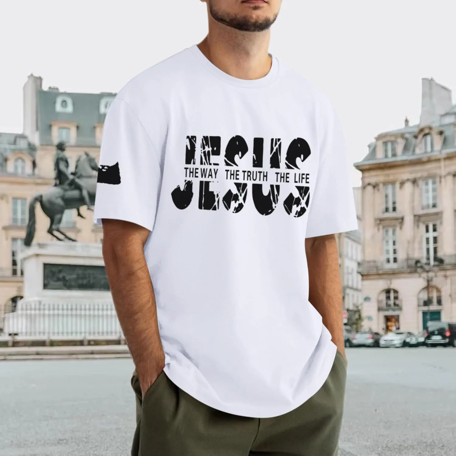 Christian Jesus Faith Shirts for Men God Religious Cross Bible Verse Inspirational Shirt Oversized Graphic Tees Tops