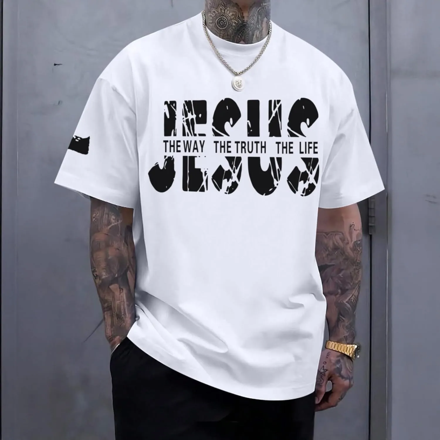 Christian Jesus Faith Shirts for Men God Religious Cross Bible Verse Inspirational Shirt Oversized Graphic Tees Tops