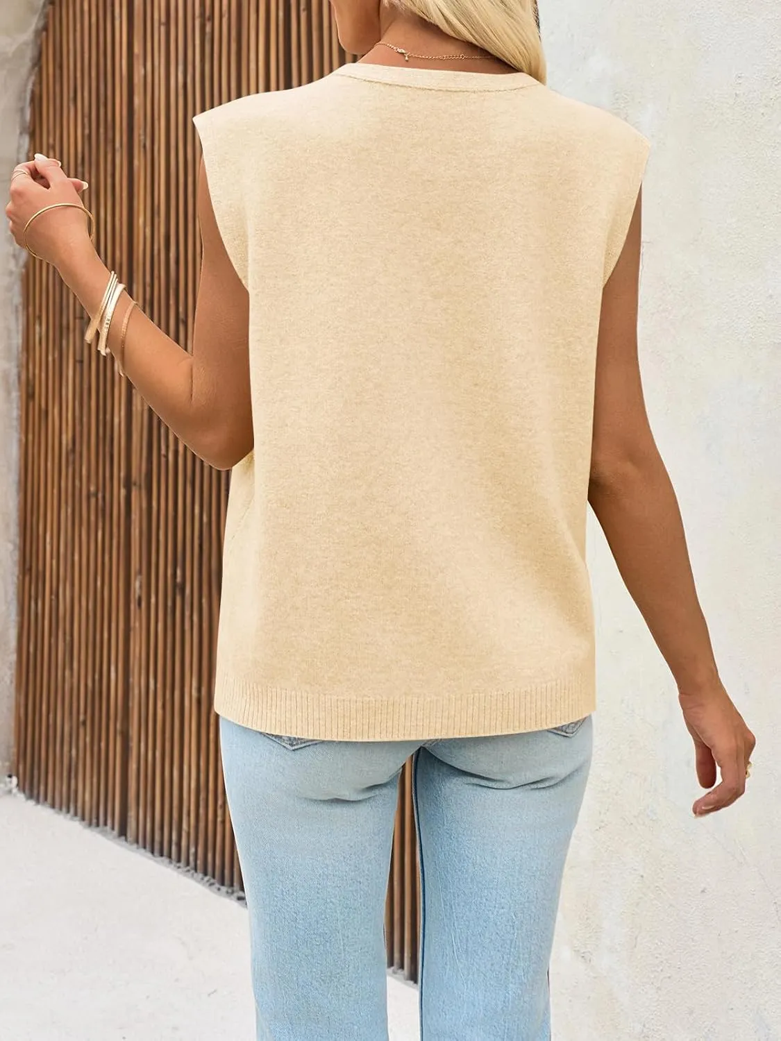 Cicy Bell Womens V Neck Sweater Vest Casual Button Down Knit Vest Outerwear Sleeveless Trendy Cardigans