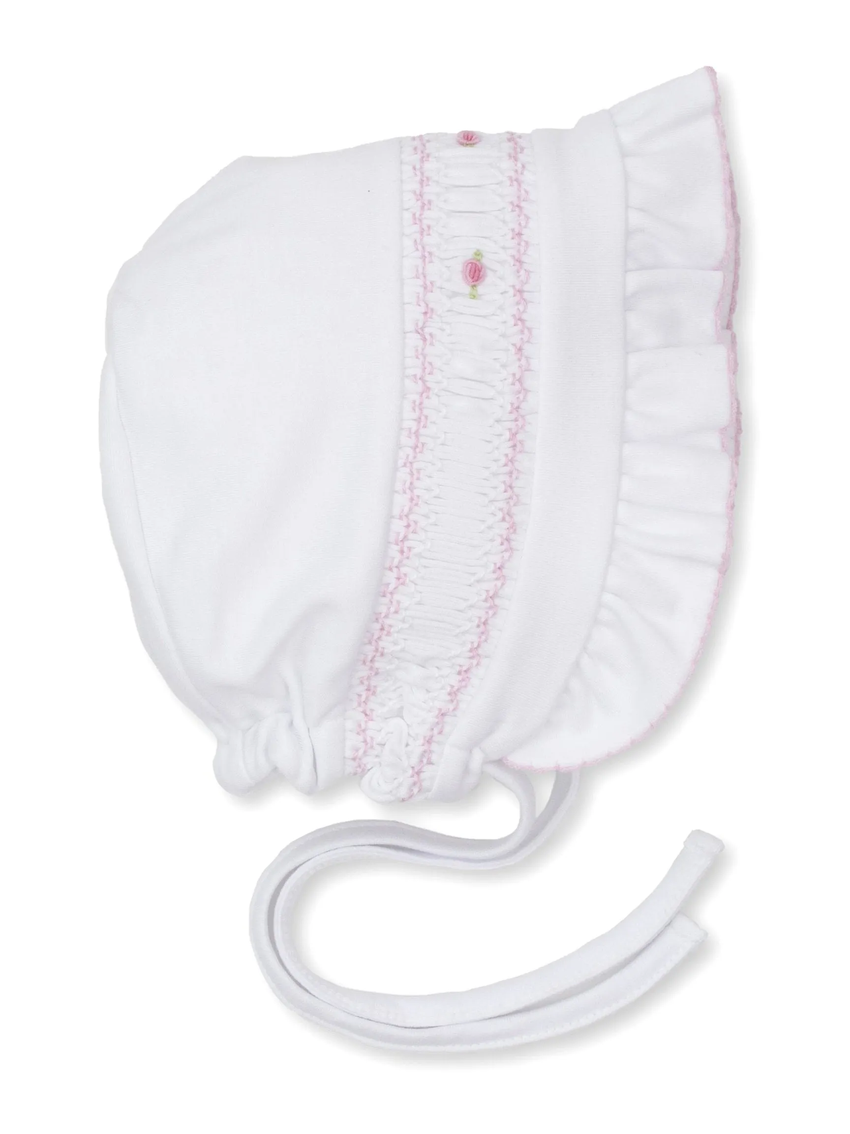 CLB White Bonnet w/Pink Smocking