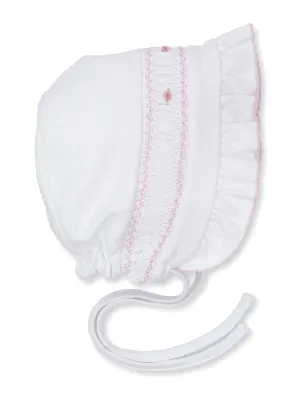 CLB White Bonnet w/Pink Smocking