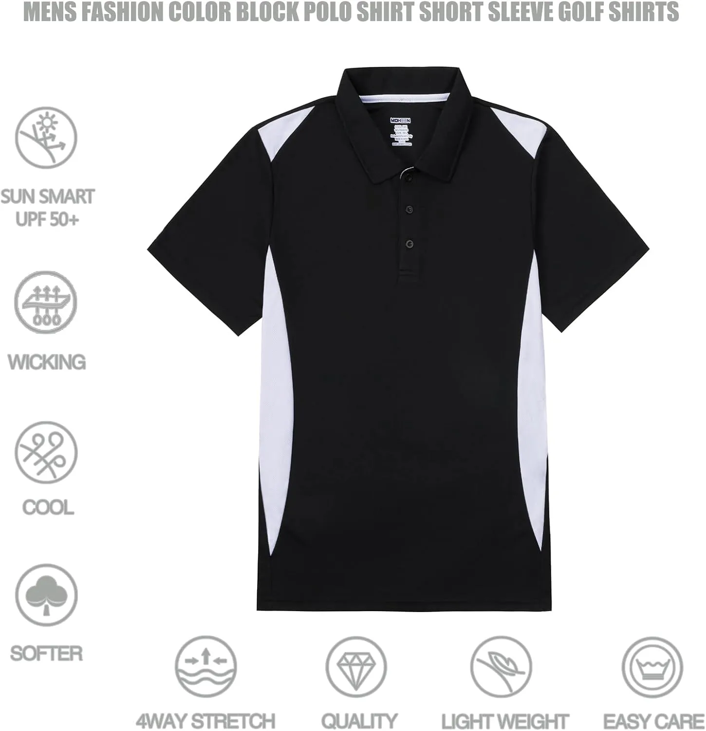 Corna Men's Big and Tall Golf Polo Shirts Moisture Wicking Performance Dry Fit Collared Shirts for Men L-6XL