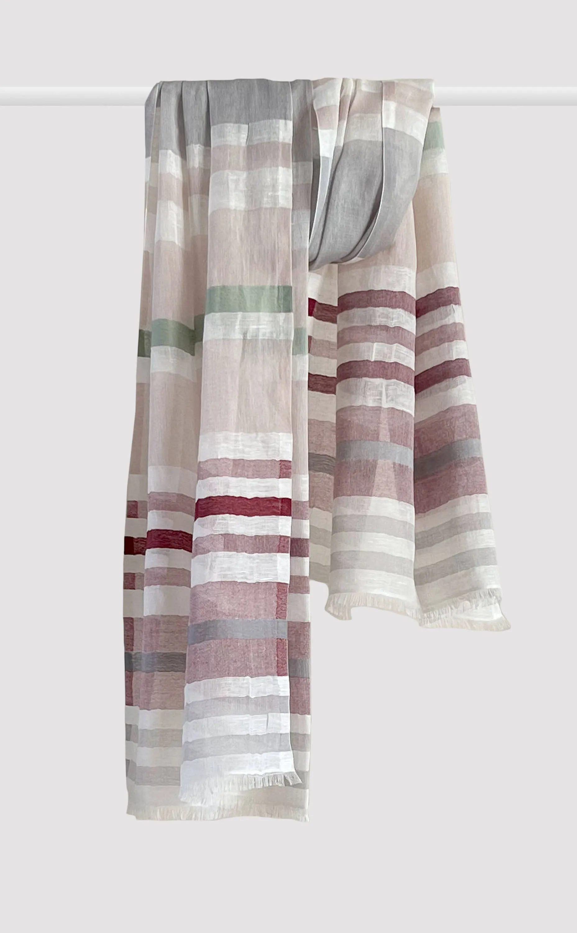 Cream Stripes Cotton Linen Stole
