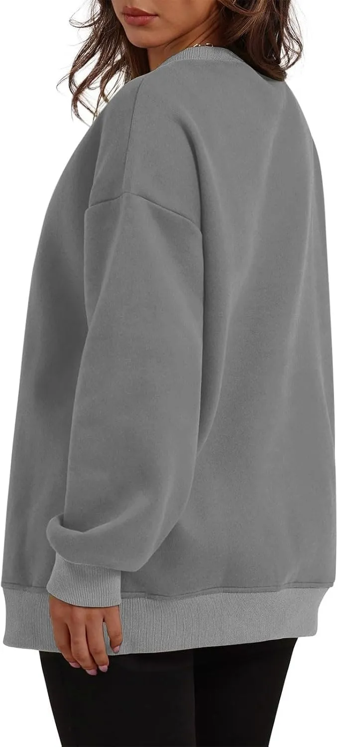 Crewneck Sweatshirts Womens Fall Fashion 2024 Long Sleeve Tops Pullover Casual Cute Loose Winter Clothes with Pocket