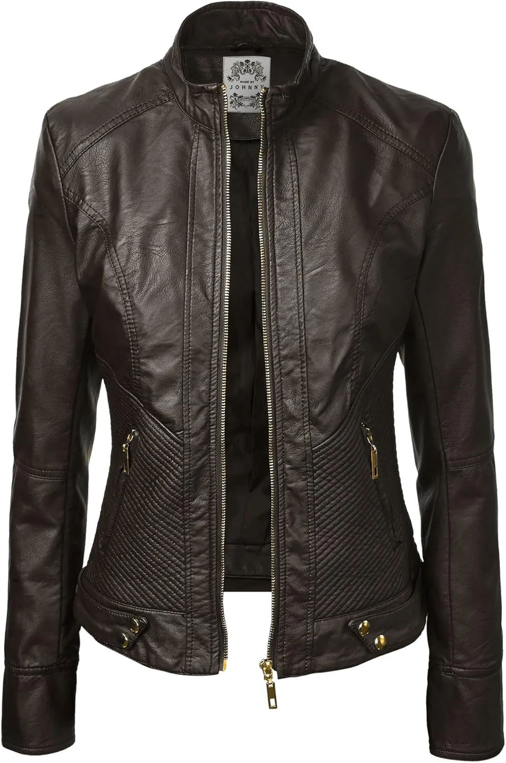 CTC Womens Dressy Vegan Leather Biker Jacket