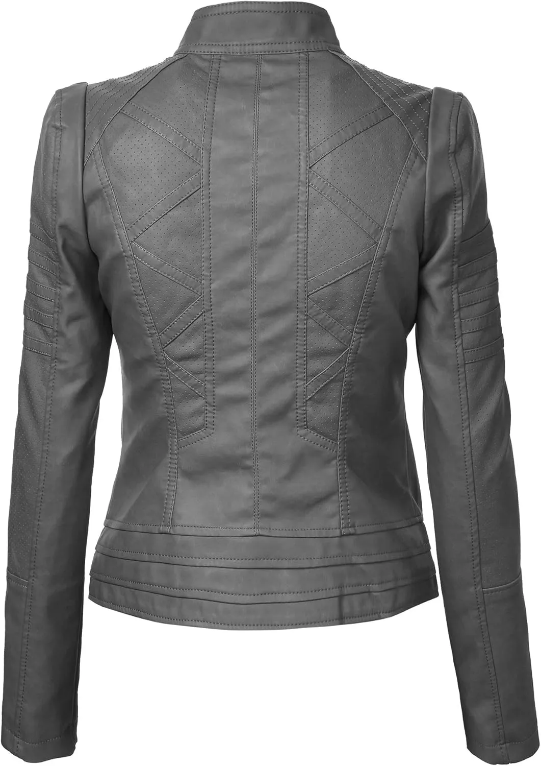 CTC Womens Dressy Vegan Leather Biker Jacket