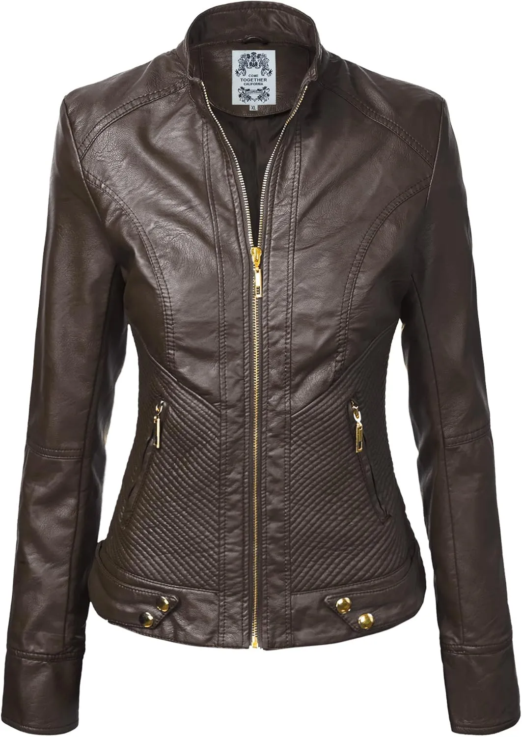 CTC Womens Dressy Vegan Leather Biker Jacket