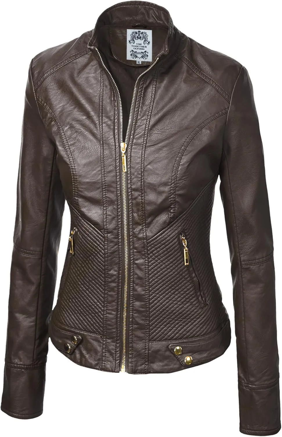 CTC Womens Dressy Vegan Leather Biker Jacket
