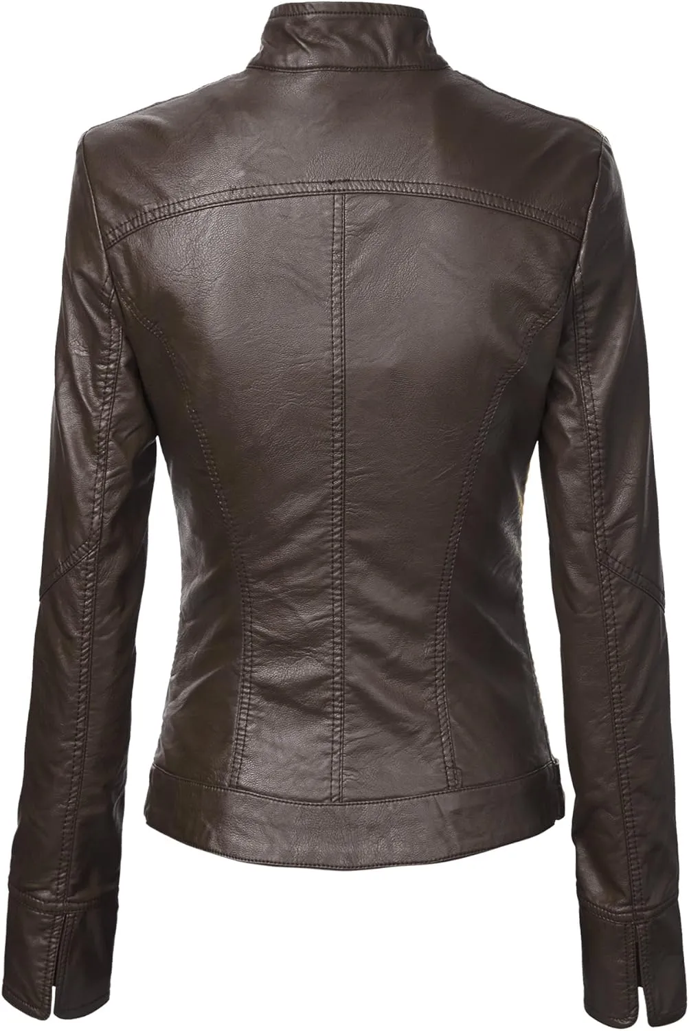 CTC Womens Dressy Vegan Leather Biker Jacket