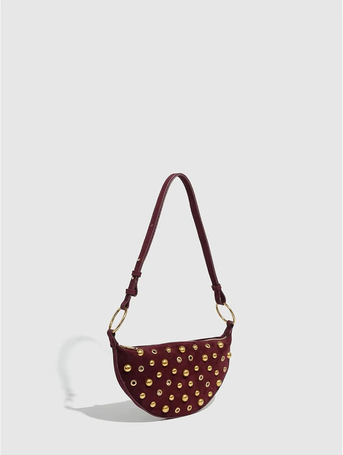 Cute Purse Suede Studded Mini Purses Going Out Y2K Leather Shoulder Bag Everyday Vintage Handbag Aesthetic
