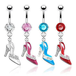 CZ Accent Stiletto Heel Pump Belly Navel Ring