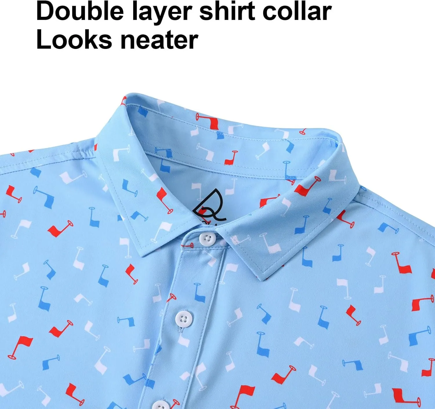 DEOLAX Mens Golf Shirt Moisture Wicking Dry Fit Performance Mens Polo Shirts Short Sleeve Fashion Print Golf Shirts for Men