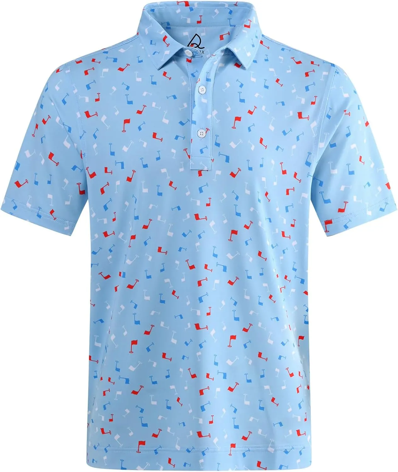 DEOLAX Mens Golf Shirt Moisture Wicking Dry Fit Performance Mens Polo Shirts Short Sleeve Fashion Print Golf Shirts for Men