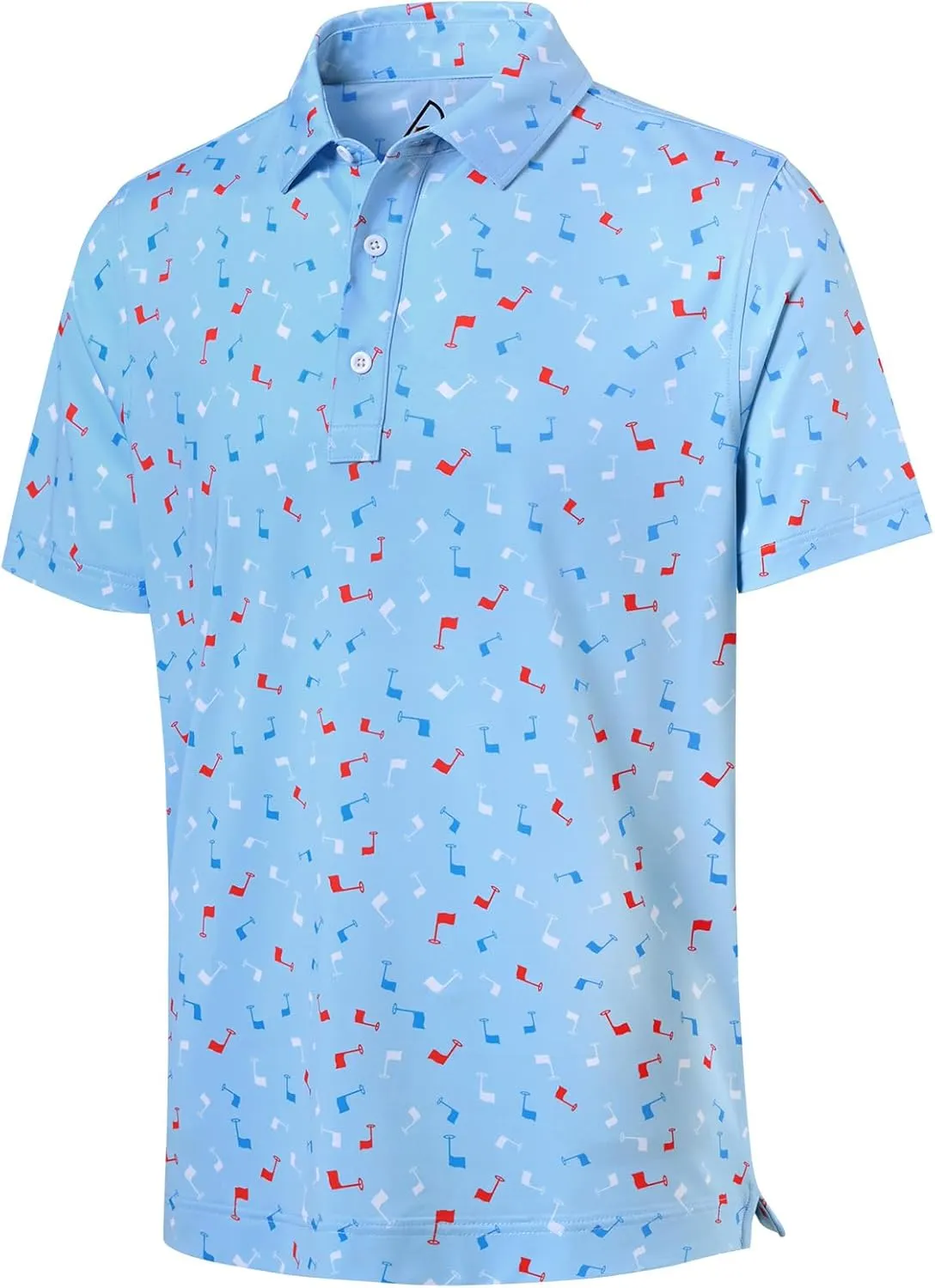 DEOLAX Mens Golf Shirt Moisture Wicking Dry Fit Performance Mens Polo Shirts Short Sleeve Fashion Print Golf Shirts for Men