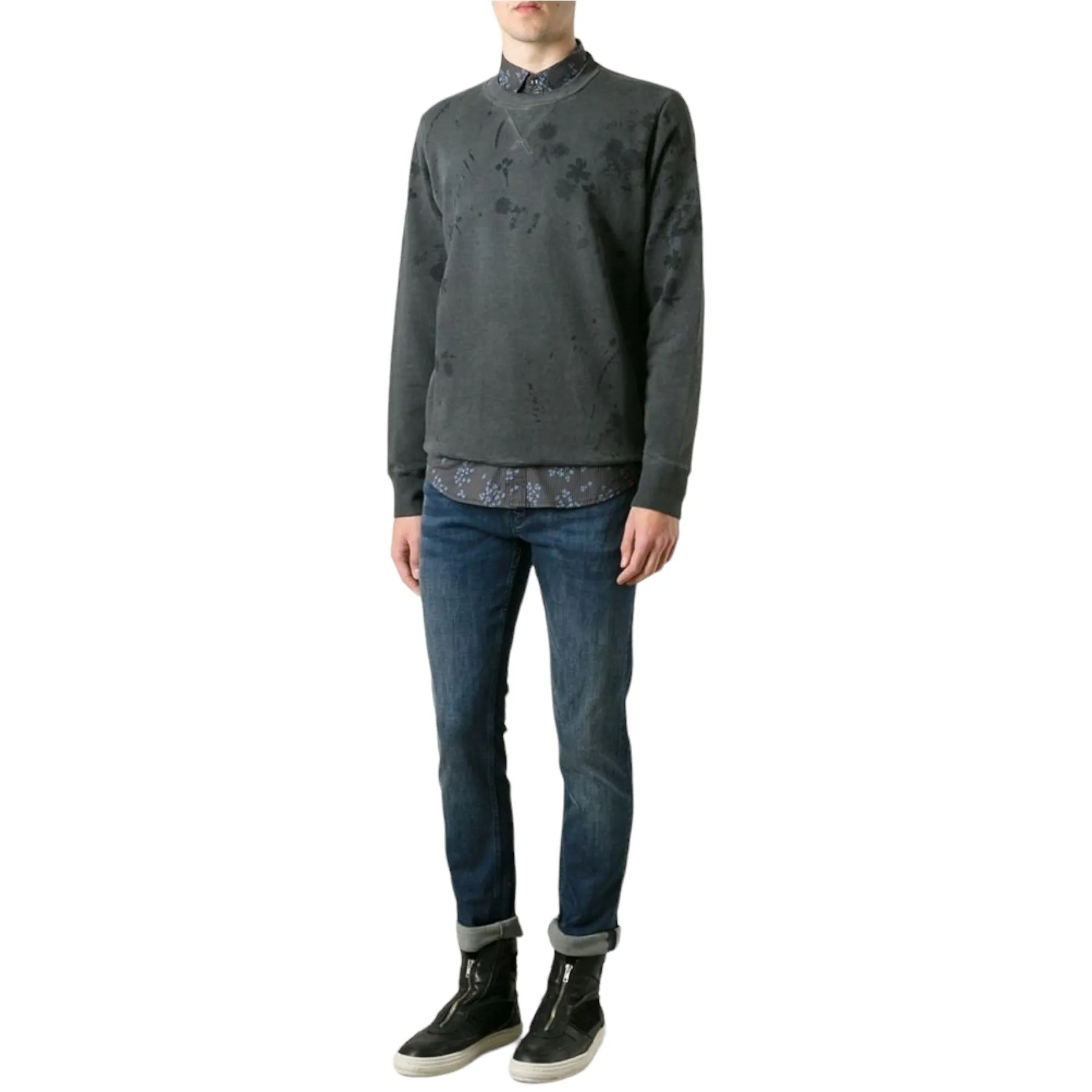 DIESEL S CRIX Mens Sweatshirts Long Sleeve Regular Black Casual Pullover Jumper