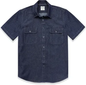 DubinikMens Short Sleeve Button Down Shirts Denim Short Sleeve Shirt Men Two Pocket Western Soft Work Casual Denim Shirt