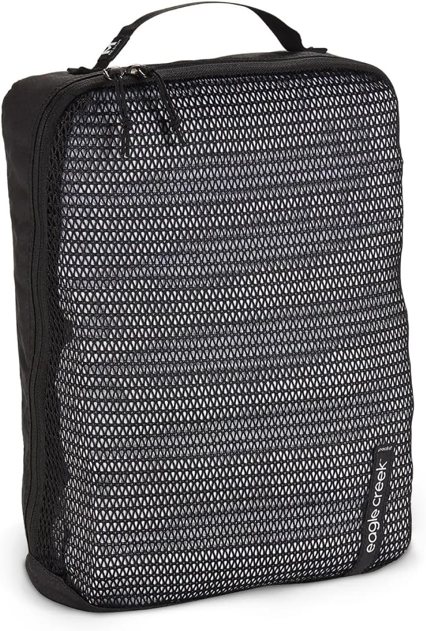 Eagle Creek Pack-It Reveal Medium Packing Cubes for Travel - Durable, Water-Resistant Fabric with Angled Zipper Design and Full Front-Panel Mesh Window, Black