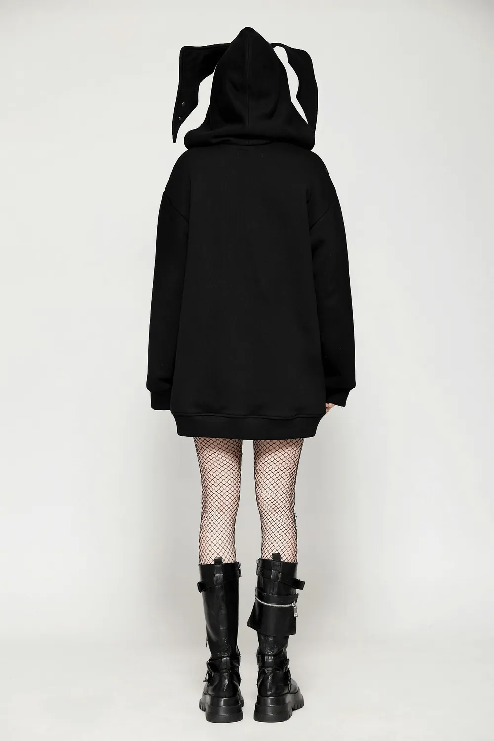 Edgy Gothic Batwing Zip-Up Loose Hoodie for Women