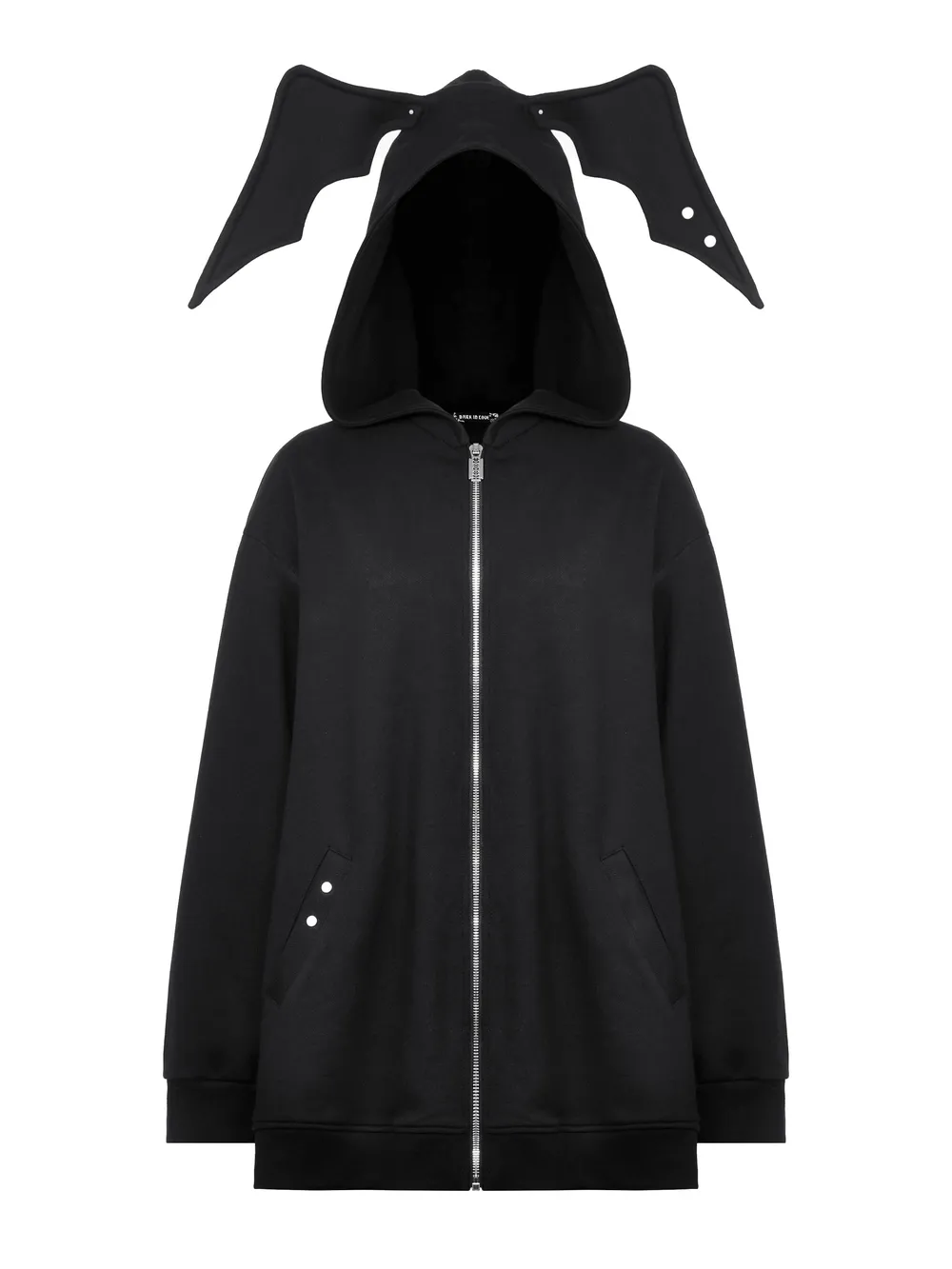 Edgy Gothic Batwing Zip-Up Loose Hoodie for Women
