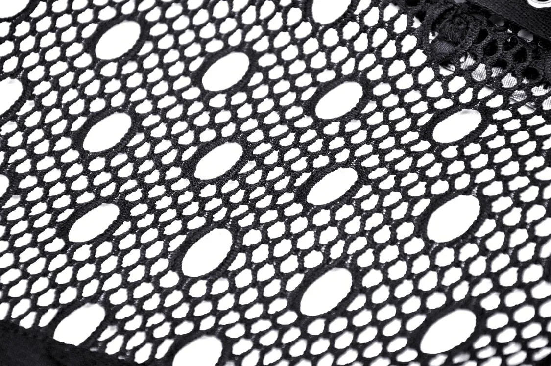 Edgy Grunge Deconstructed Mesh Sweatshirt with Buckle Accents