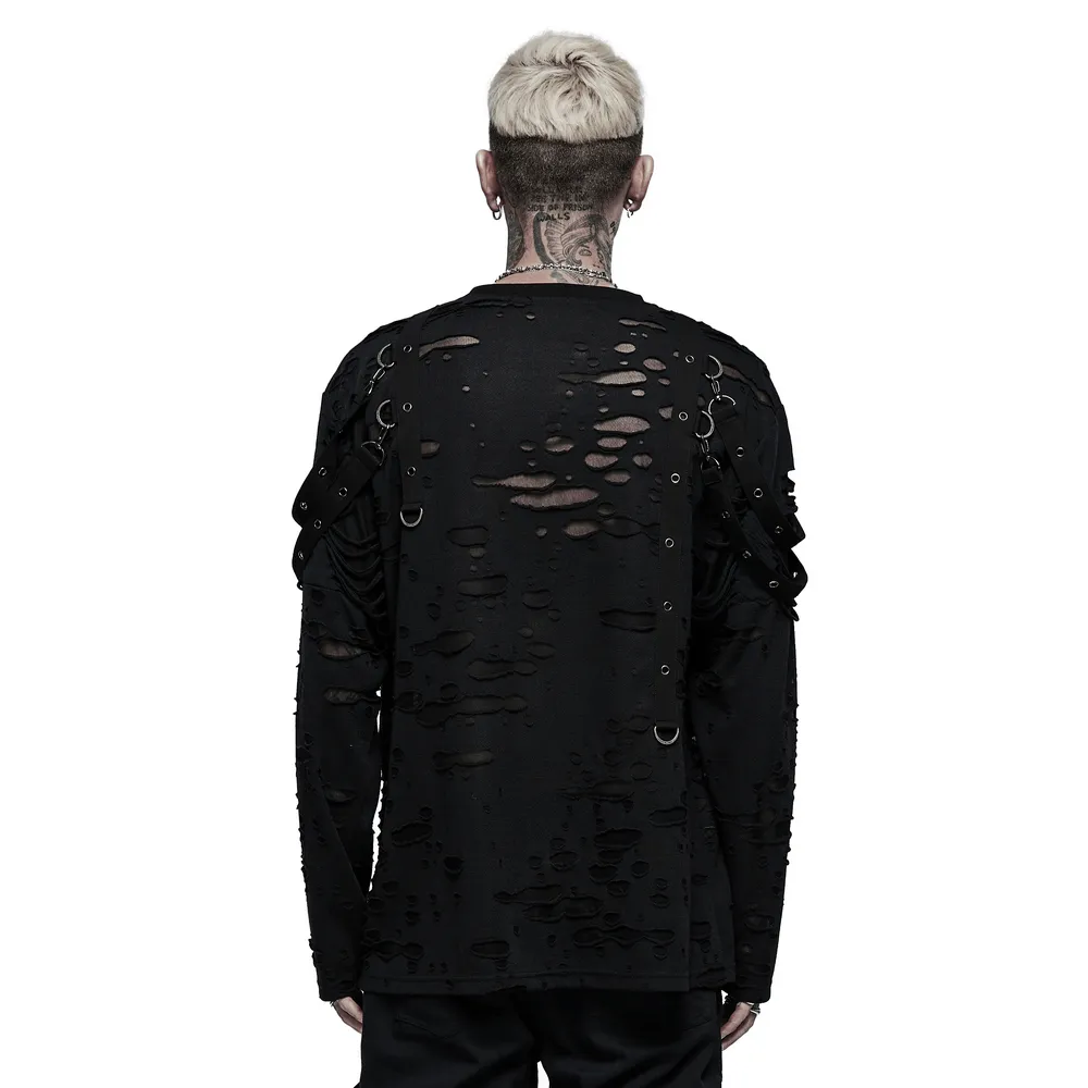 Edgy Knitted Top with Destructed Holes And Loops