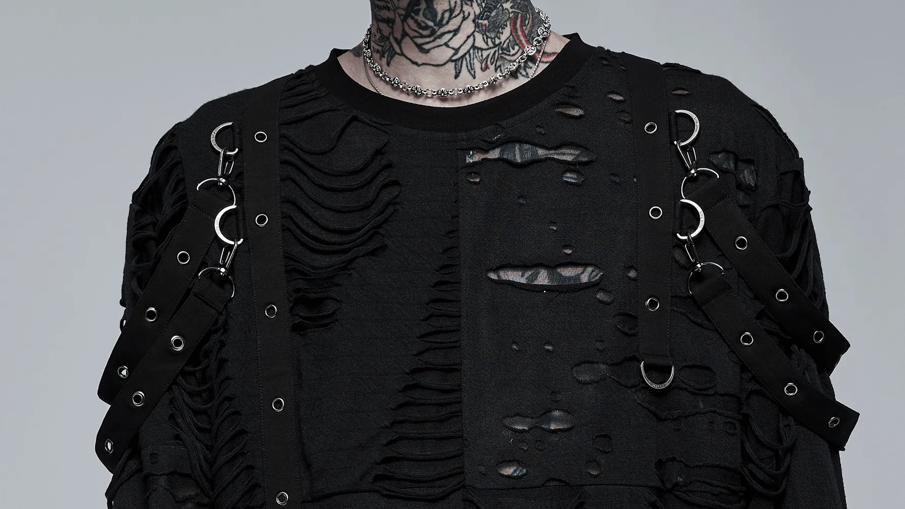 Edgy Knitted Top with Destructed Holes And Loops