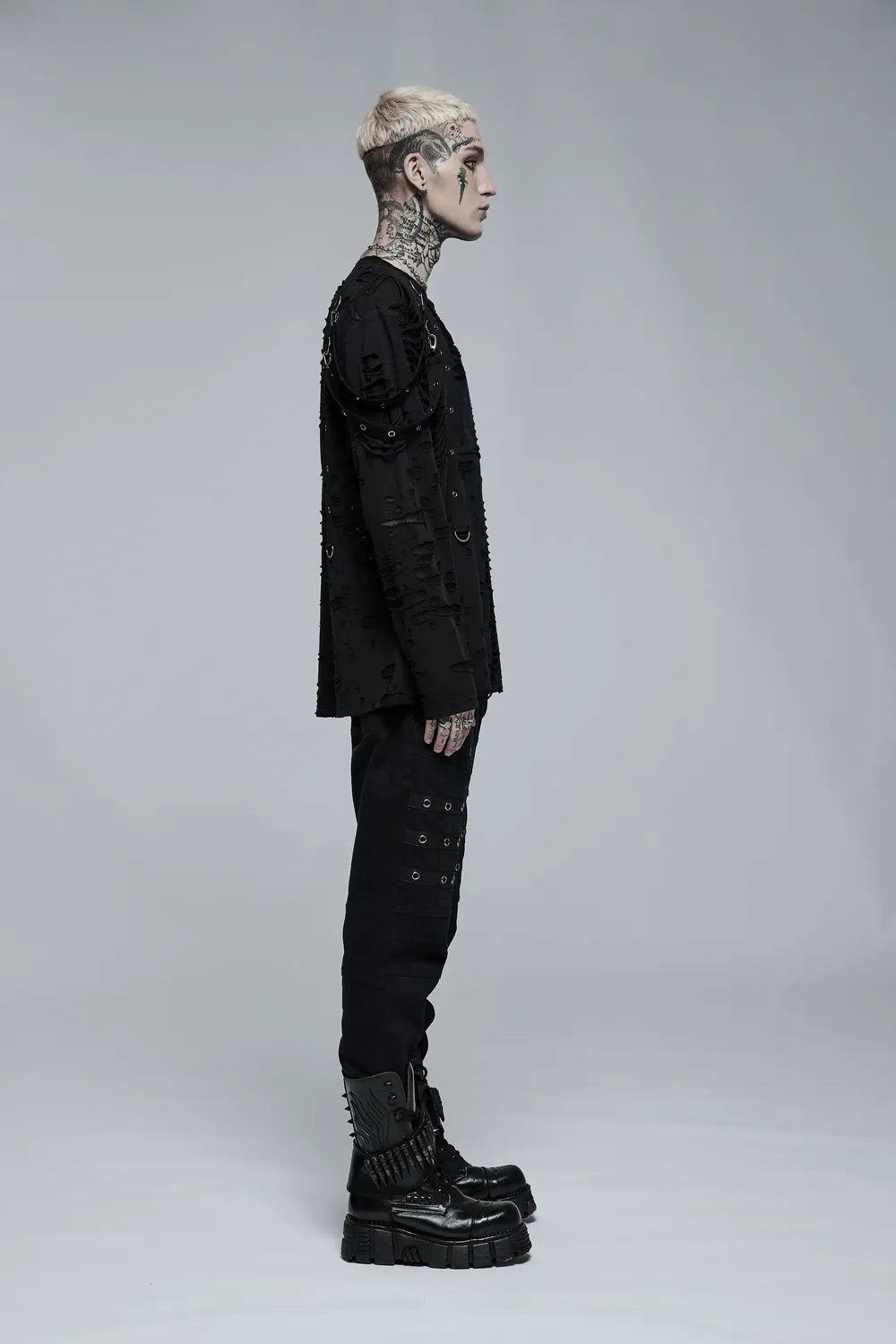Edgy Knitted Top with Destructed Holes And Loops