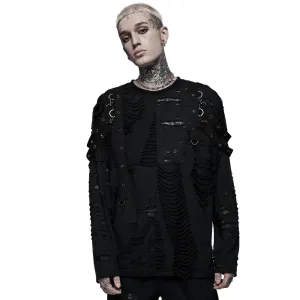 Edgy Knitted Top with Destructed Holes And Loops