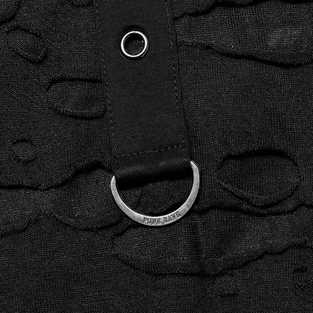 Edgy Knitted Top with Destructed Holes And Loops