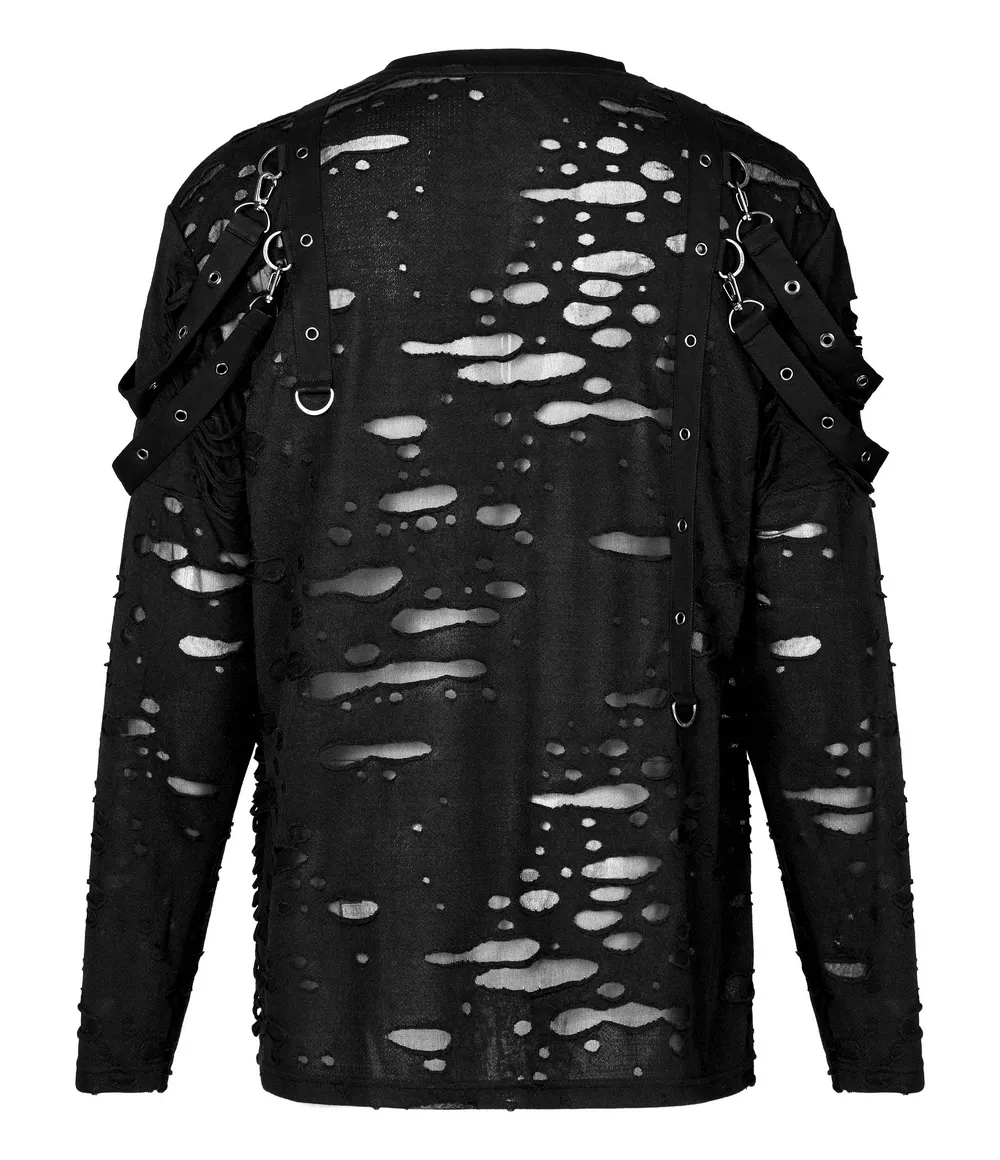 Edgy Knitted Top with Destructed Holes And Loops