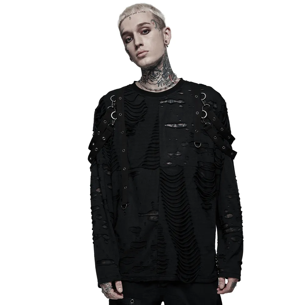 Edgy Knitted Top with Destructed Holes And Loops