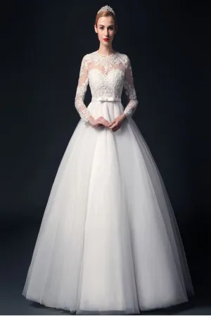 Elegant Handmade Puffy Long Sleeves Lace Wedding Dresses PFW0284