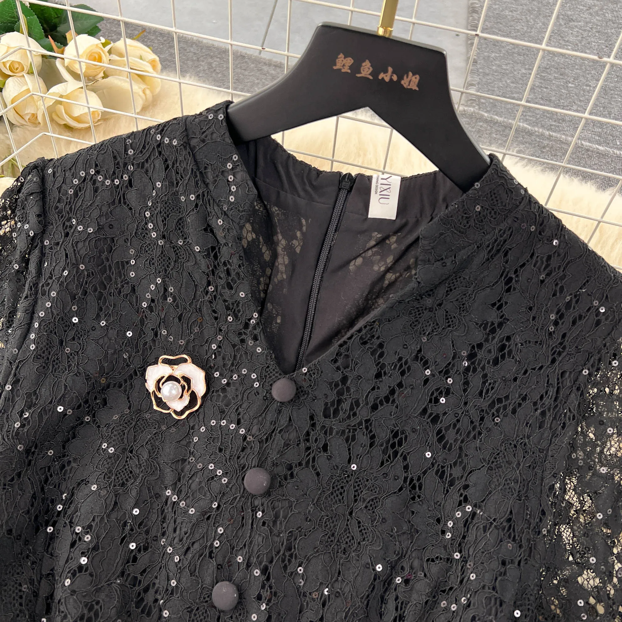 Elegant Hollowed Patchwork Lace Dress